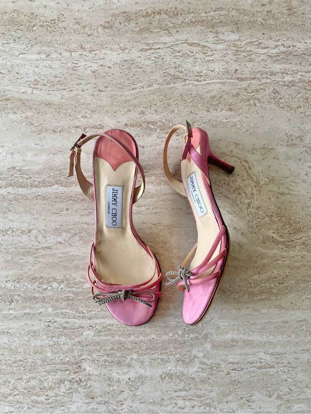 Vintage Jimmy Choo Crystal Bow Slingback Sandal Heels